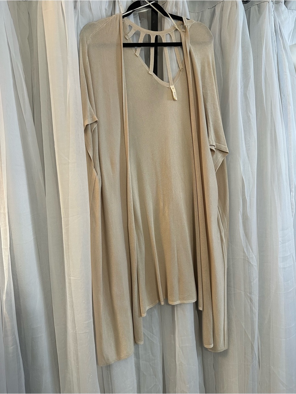 Wishlist Women's Neutral Beige Longline Open Cardigan Top